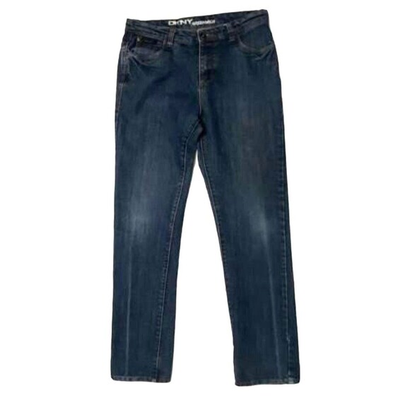 DKNY Greenwich Womens Sz 16 Denim Blue Jeans with Embroidery Mid Rise Skinny - Picture 2 of 11